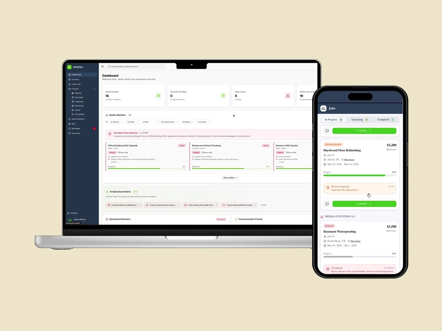 bhild interface designs in device mockups